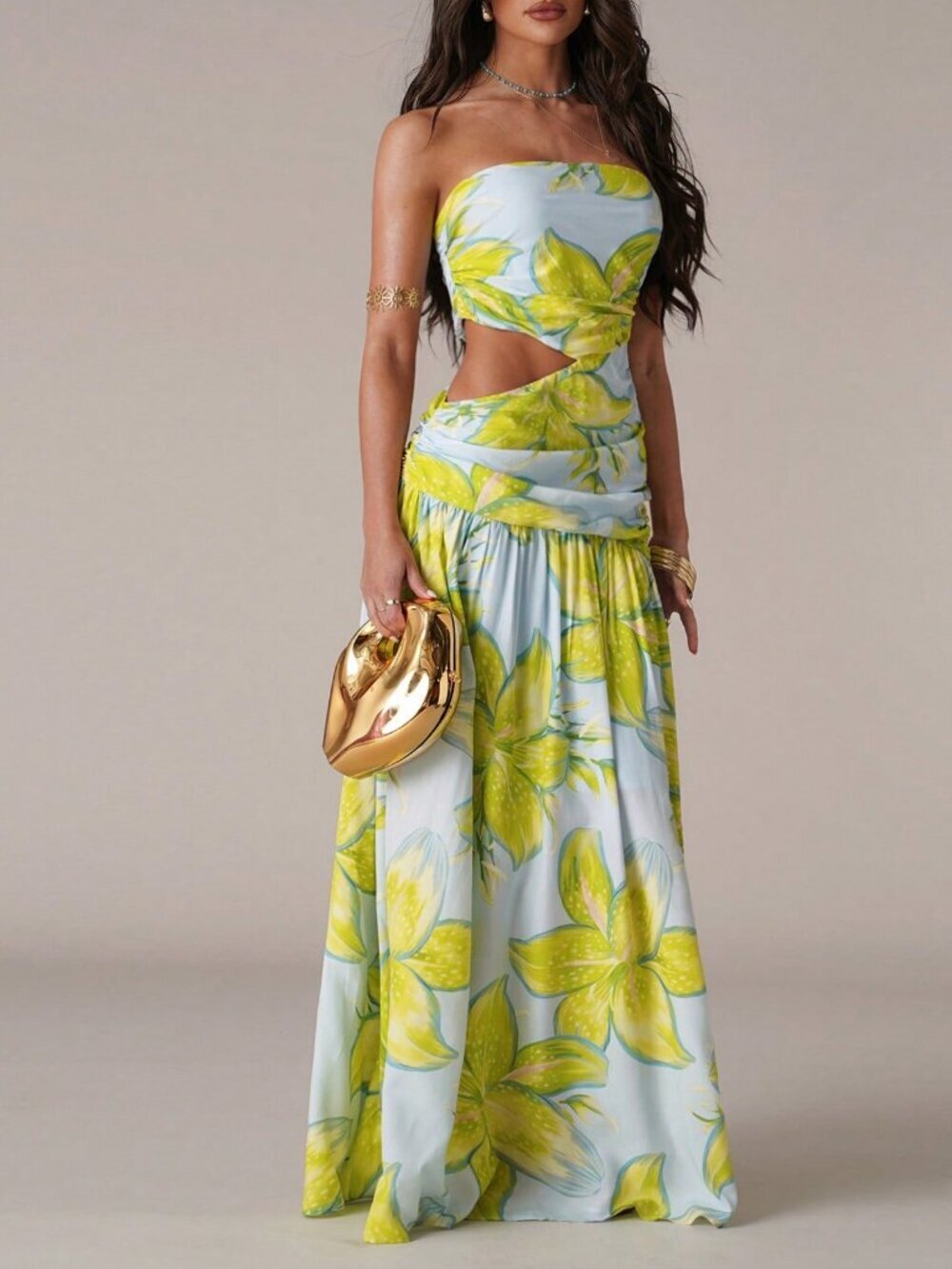 Green Boho Women's Floral Elegant Party Dress